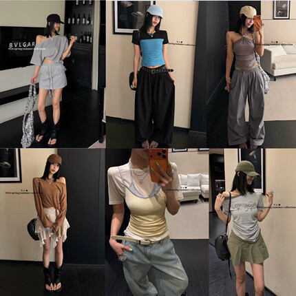 V.V2026夏季全新无瑕疵特价清仓短袖T恤假两件上衣背心开衫套装女