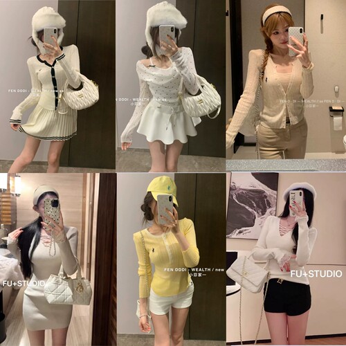 涤纶套头圆领长袖针织衫女