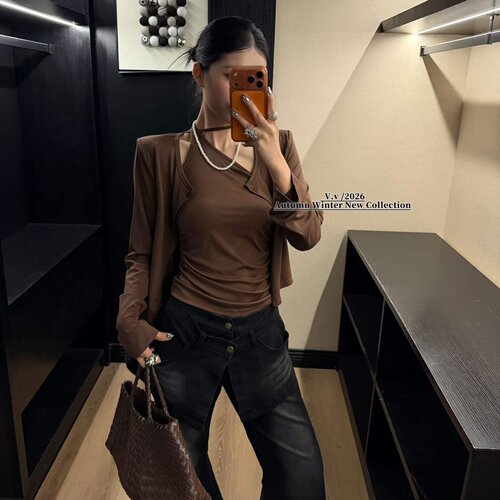 涤纶2026秋季背心开衫套装女