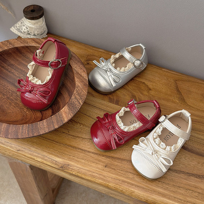 韩版女童公主鞋2025春秋蕾丝
