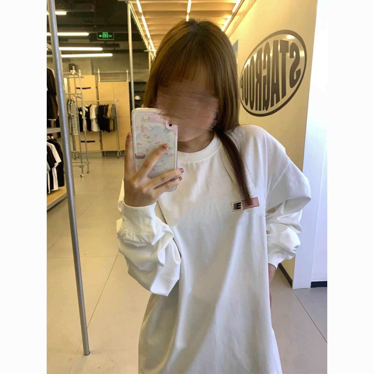 圆领卫衣女2026字母印花春秋冬新款oversize宽松中长款遮屁股上衣
