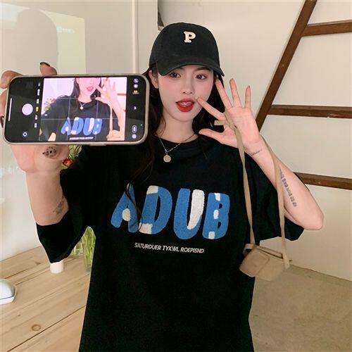 设计感原宿风潮牌印花男女情侣装短袖春夏季薄款上衣学生T恤撞色