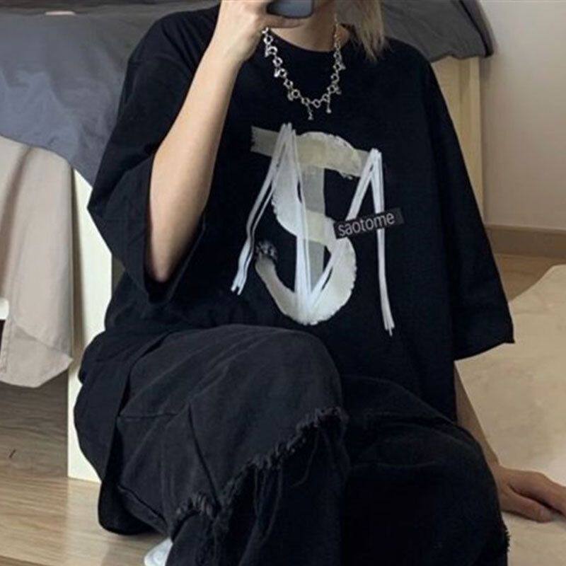 美式高街hiphop2025短袖t恤女夏季新款宽松ins潮牌休闲百搭体恤