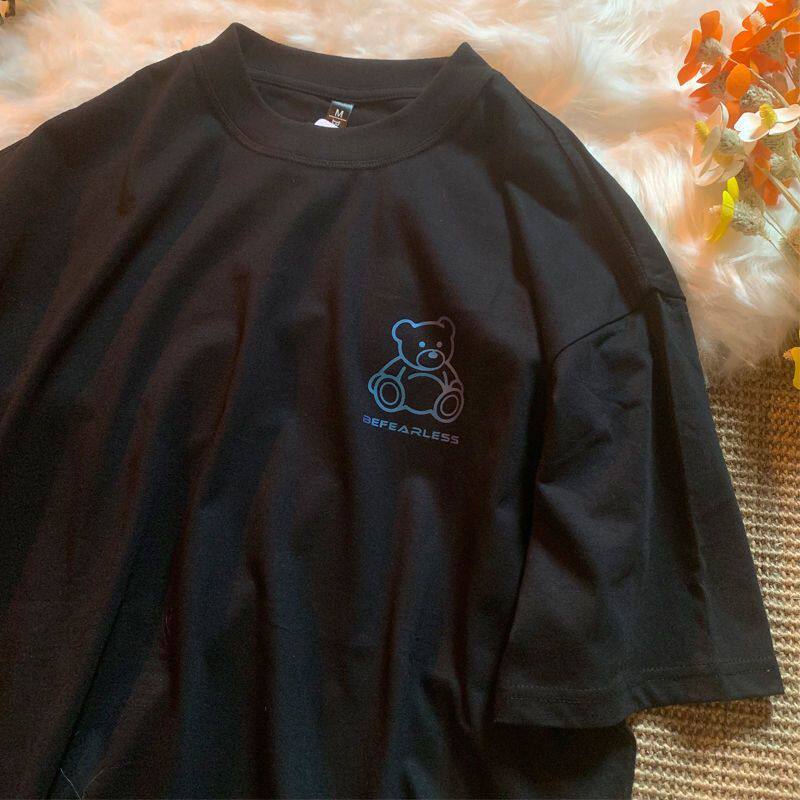 夏季小熊印花2026新款短袖T恤女学生上衣韩版宽松ins潮牌BF情侣装