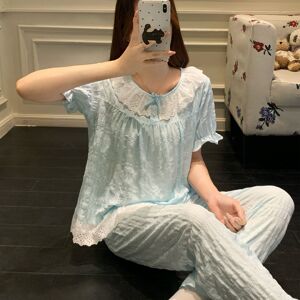 【夏季三件套】可外穿高级新款小众设计套头圆领宽松短袖睡衣女士