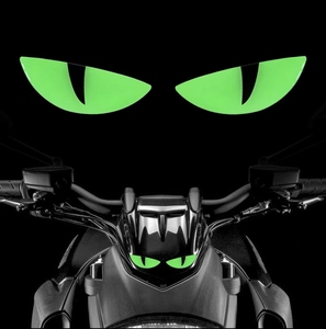 摩托车电动车踏板车改装夜光恶魔眼睛贴纸立体装饰车头贴花风挡贴
