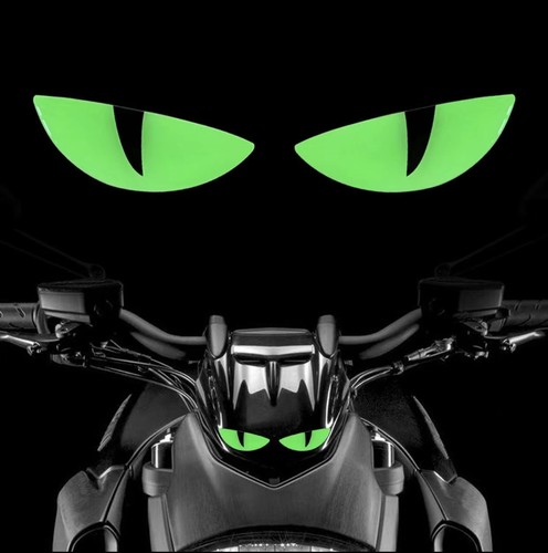 摩托车电动车踏板车改装夜光恶魔眼睛贴纸立体装饰车头贴花风挡贴