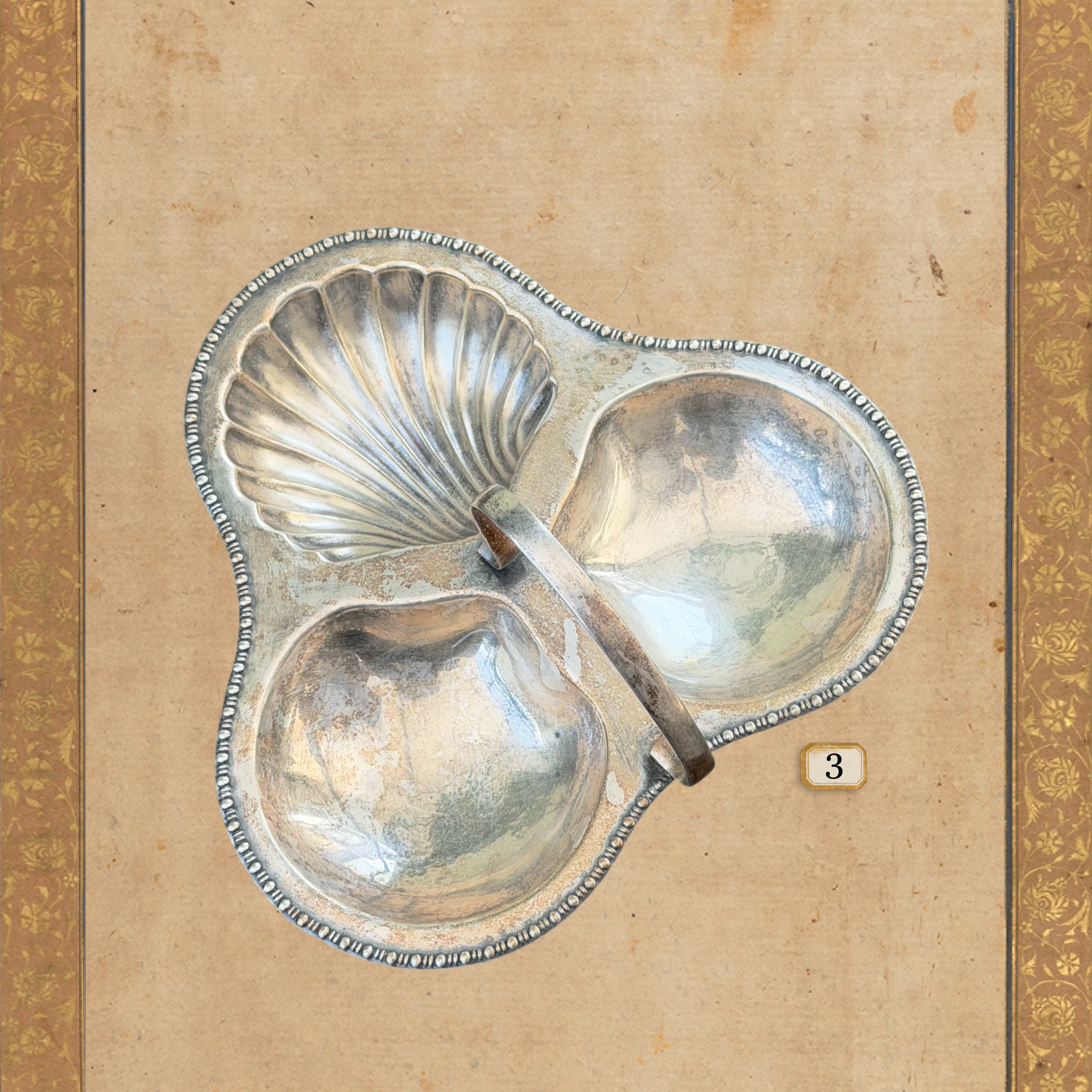 英国中古银合金分格盘零食干果盘家用摆盘水果拼盘糖果坚果收纳盘