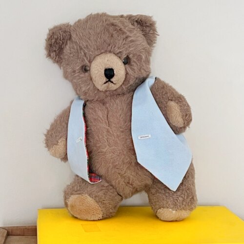 世界岛韩国中古手工泰迪熊Parry玩偶vintage公仔复古毛绒玩具礼物