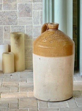 世界岛 英国中古陶制酒罐大号落地花瓶花器装饰厚重粗陶土罐陈设