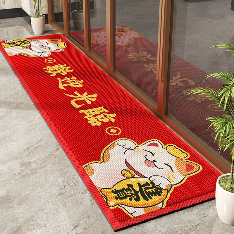 长条入户地垫商铺酒店超市迎宾红色地毯防滑脚垫进门地毯门垫定制