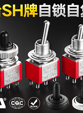 钮子开关台湾进口SH兴瀚T80-T摇头摇臂2档3/6脚扭纽子手拨动电源