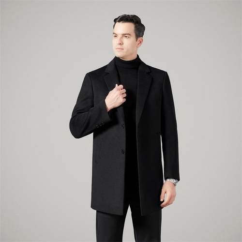 秋冬新品羊绒羊大中长毛VVU衣款双面呢男士毛呢西大装衣羽绒内胆