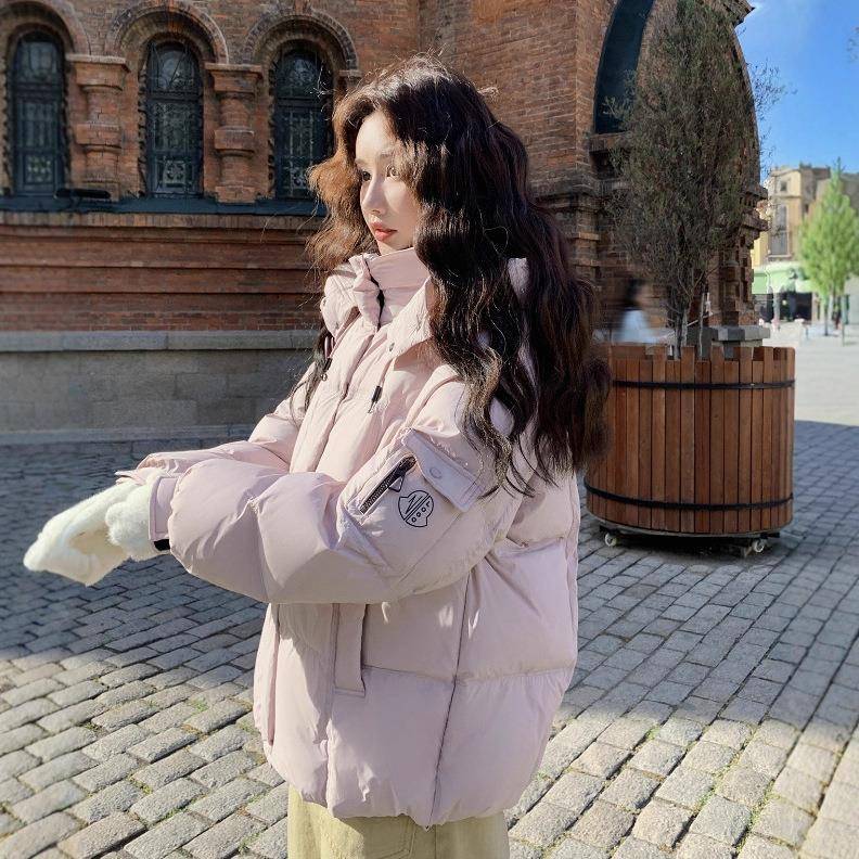 色泡芙羽绒服女b199-W352025冬季韩系设计感连帽保面包服09白暖鸭