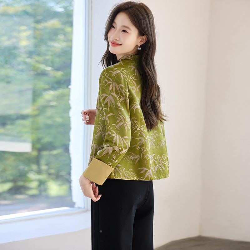 205秋季新款女SP6078-0感装级气质新2中式国风立高领印花时尚外套