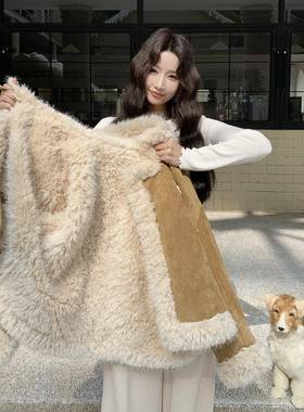 韩系卡色仿皮毛一体棉服套女20c129-26725其冬季新子款外好看的小