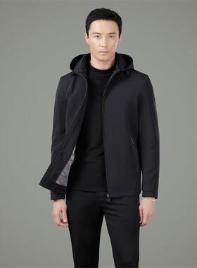 春秋丝桑蚕连帽夹外克VGK衣男中老年商务休闲免烫上爸爸装高端男