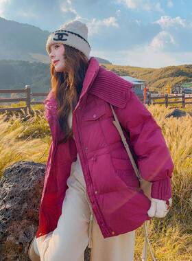 025冬新款针织拼腰接抽绳收羽绒C325-5832服外套装女