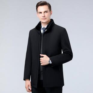 羽尼服冬季羽绒服男士中款加长厚保暖中年男装绒獭兔毛内胆DNC外