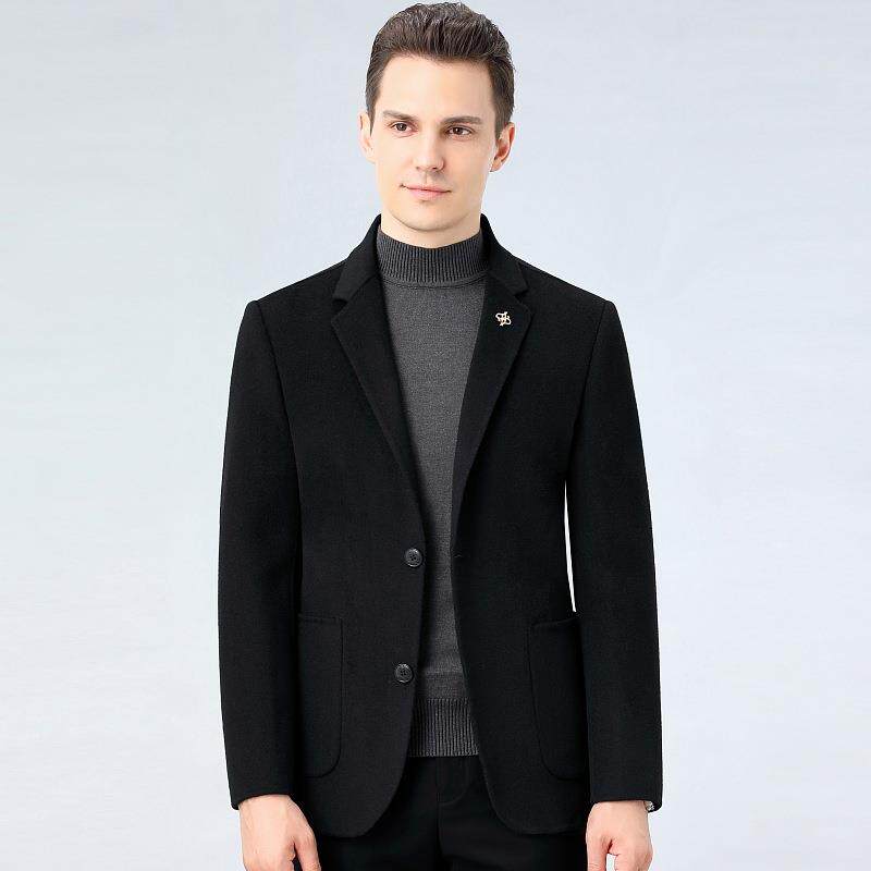 男士毛呢套大衣短款62268-C面羊毛呢子外修身韩版年休闲双西装加