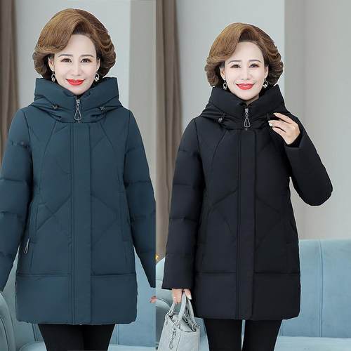 新暖款中年洋气装外套女中年妈妈NKE老中长款加厚保羽冬绒服