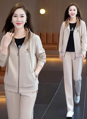 宝蓝色高级感尚运动87577263休闲套装新女20时25春秋款宽松显瘦件