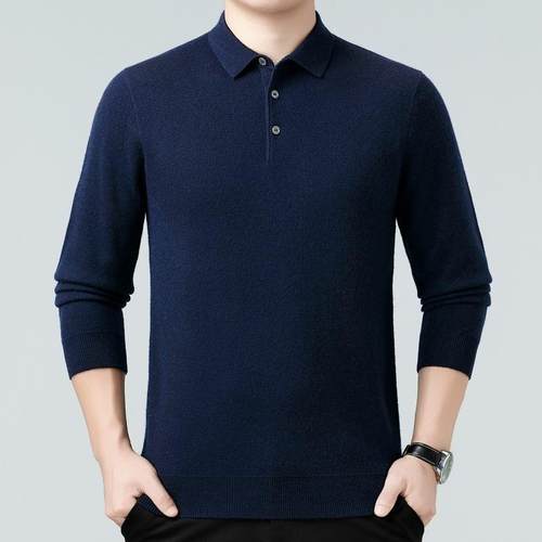 羊毛男士中年爸爸装厚GAV保暖毛老衣翻领中年加衫人秋冬款羊绒衫