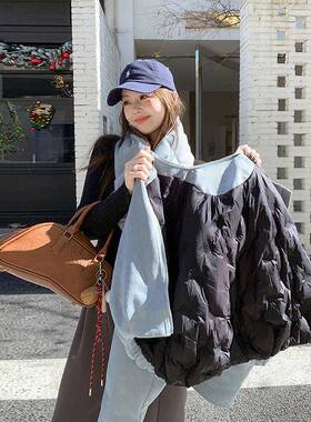 系蓝色围脖短款羽绒服女冬季20韩4年新款小2个0子ZZB189 8减龄9白