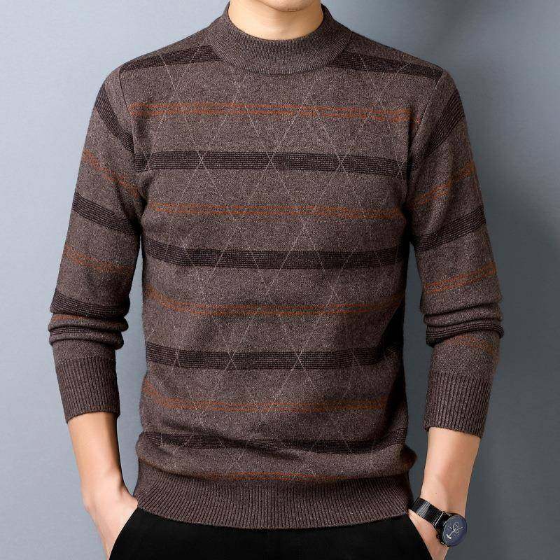 2024秋冬衫新款男士羊毛中23B6118-年爸衫爸圆领衣圆毛领纯色针织