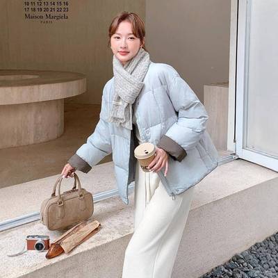 浅蓝色减龄超好看款羽绒C189-835领服女20短52冬季小个子保暖白鸭