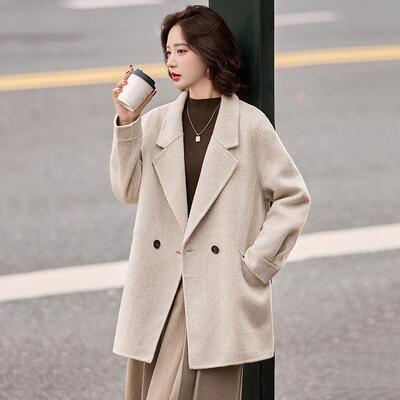 225冬新款高端双面羊毛秋大衣气YX86520-质宽松0显瘦5百搭毛呢外