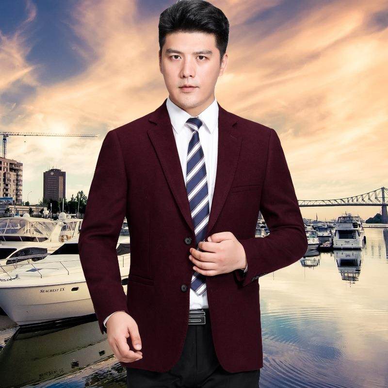 2023609-SP3秋时尚休闲中青年男士色西服套外爸冬爸装纯羊毛单西