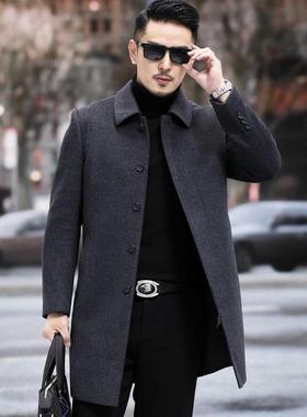 双面羊绒衣男冬季可拆卸羽绒11592-PP上内胆羊毛大休呢外套中长款