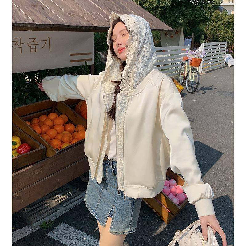 025季新款女装蕾DJ6822-0丝2拼连帽软糯小接个子休闲时尚外套 DJ6