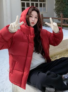 网红爆圣诞红色羽绒服女冬季2短025新2B142-18款韩系款超好看美式