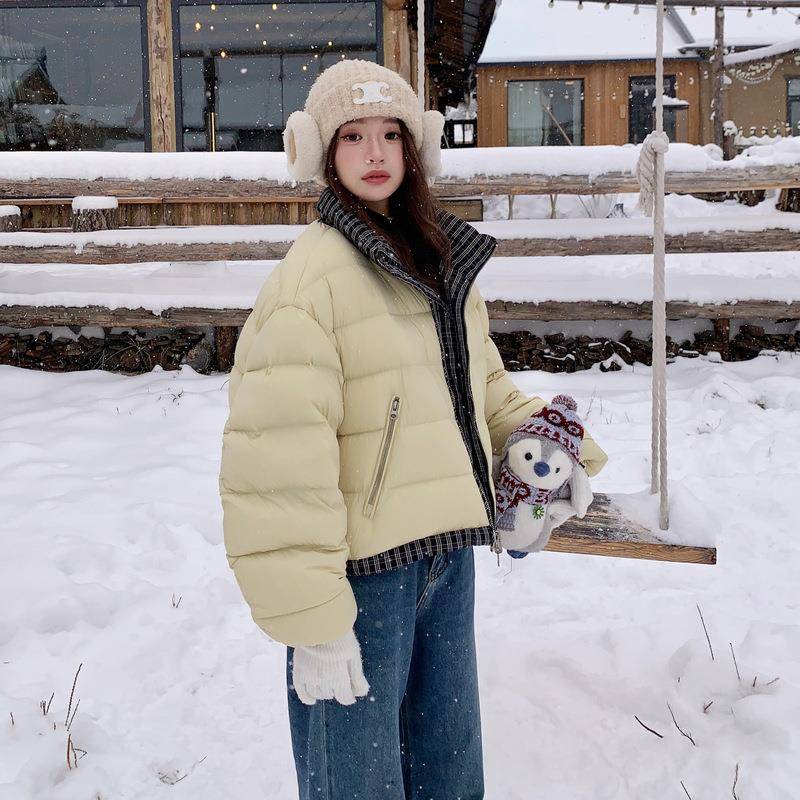 黄色面穿短立领羽绒女20款25冬季小个子两保暖厚实服90白鸭C182-Y