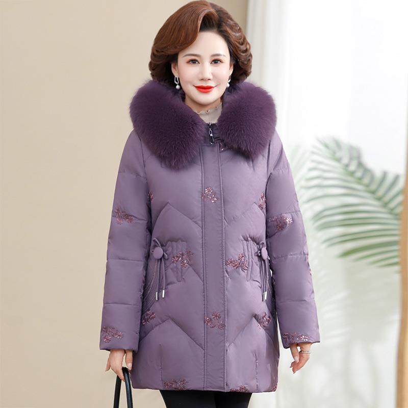 MXT正品撤柜服白鹅绒女士外套冬高档老中年妈妈装羽绒加厚暖大毛