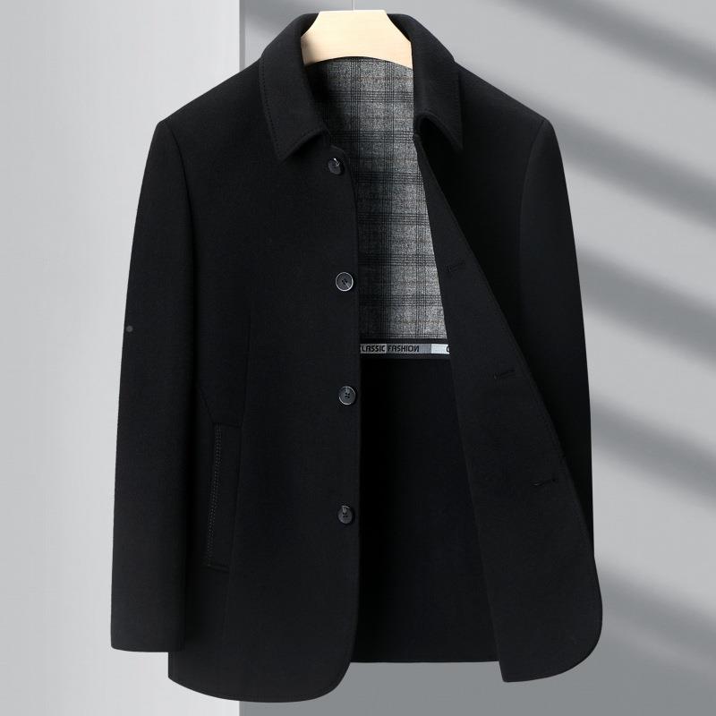 高羊绒大衣男端纯手工双面翻领克中夹RMC呢年爸爸装秋冬羊毛妮子