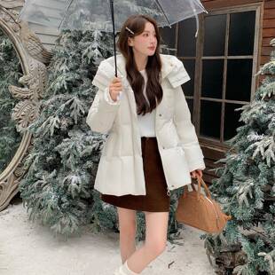 小子帽羽绒服短款2025ZSHI2880年冬季新连款加厚保暖女白鸭绒面个