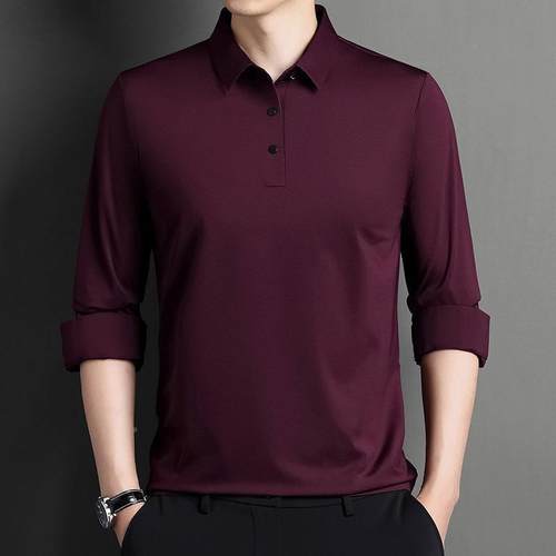05春秋新款桑蚕丝长袖2季T恤男翻领2商务休闲ST8895-L无痕Polo衫
