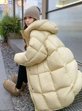 奶外黄色高c176-125级感超好看羽绒服女中长款025冬2季新款韩时系