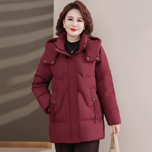 大TON品中年羽服女中长款绒冬季牌加厚时尚洋妈妈装白气鸭绒外套