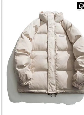 棉服女2023冬装新款蓝色设计感小众反季宽松学生加厚棉衣外套