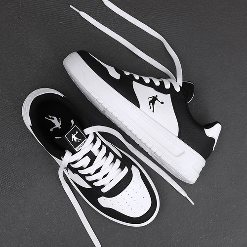 乔丹板鞋男鞋2025新款皮面百搭男士厚底增高休闲透气运动小白鞋