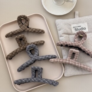 独特漂亮大号抓夹新款气质慵懒风丝绒少发量冬天头顶高马尾女发夹