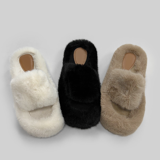 增高厚底毛毛拖一字带