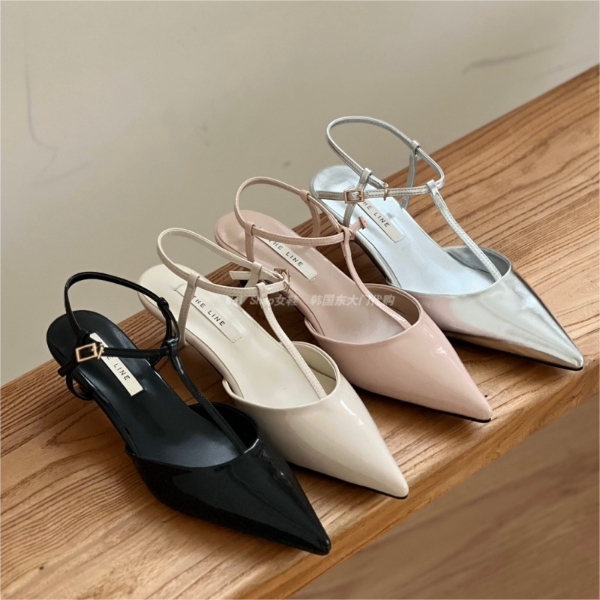 韩国东大门25春夏时尚法式尖头细带细跟包头凉鞋T字带镂空单鞋女,女鞋,浅口单鞋,淘宝优惠券,粉丝福利购,淘宝优惠卷