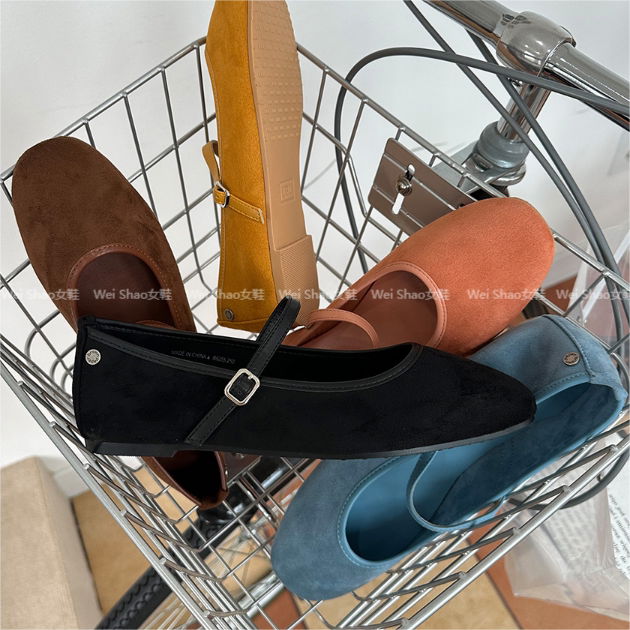 韩国东大门代购甜美一字带圆头浅口糖果色休闲平底玛丽珍百搭单鞋