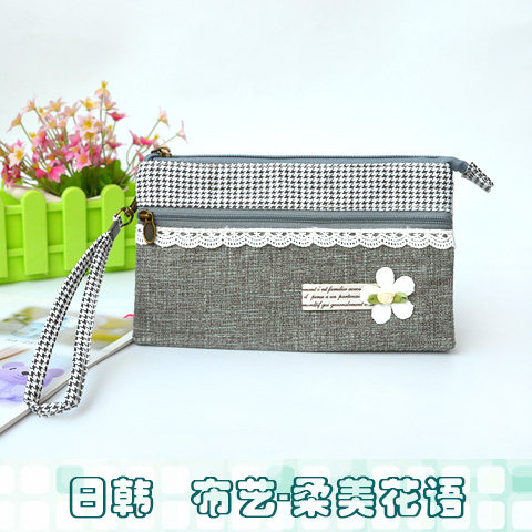 韩版布艺手机零钱包 蕾丝小布包 淑女手拿多口袋零钱袋 特价包邮