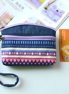 纯棉布艺零钱包 迷你手拿包 女生卫生棉包 硬币钥匙袋 M巾小布包